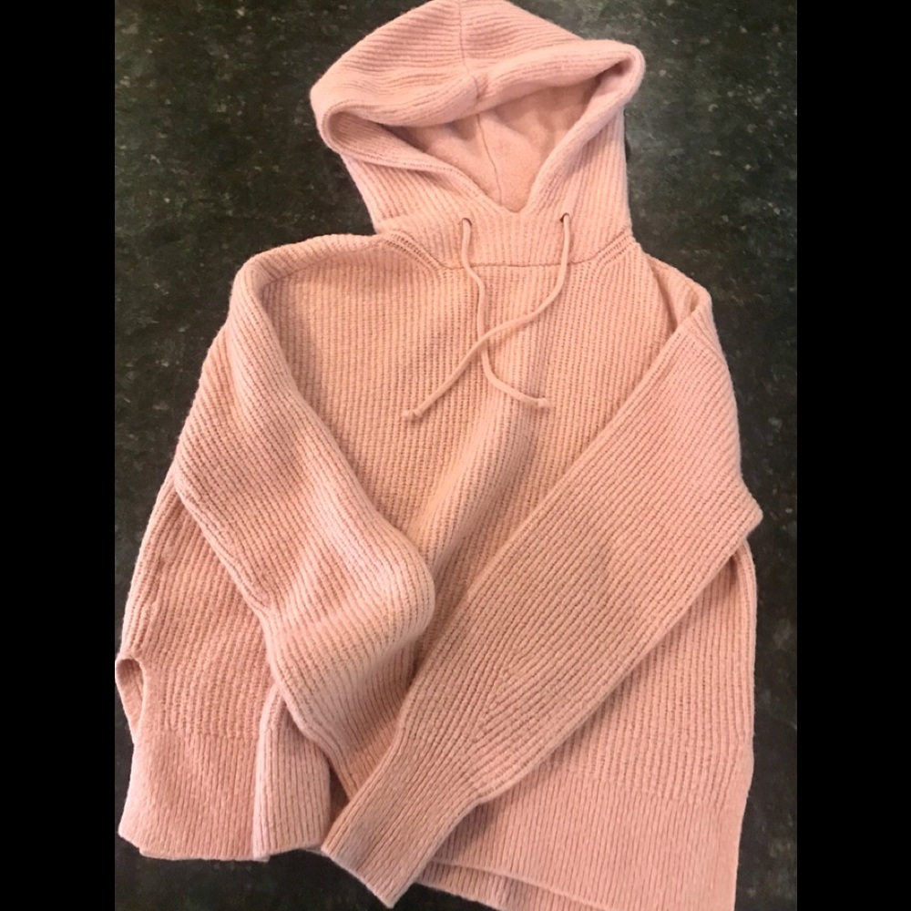 LOFT Lou & Grey XSmall soft pink sweater hoodie EUC
